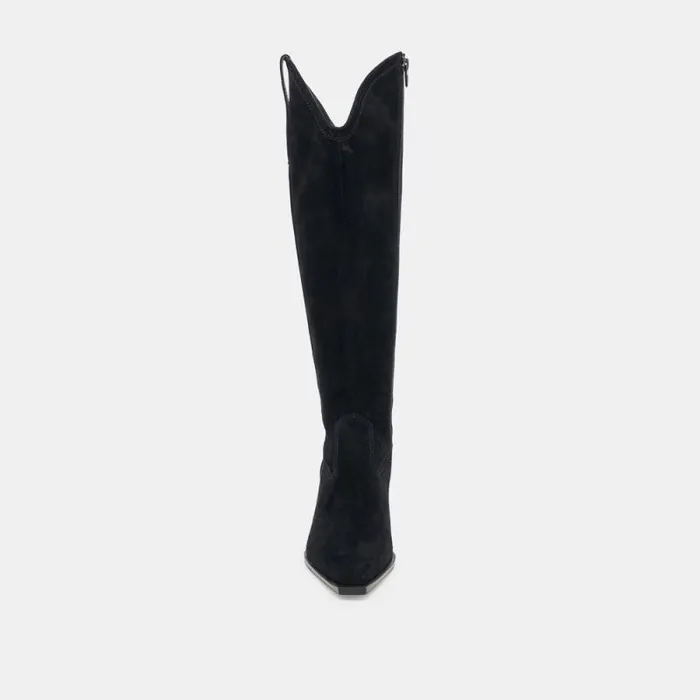 Dolce Vita Ariana Wide Calf Boots Onyx Suede Women Boots and Booties
