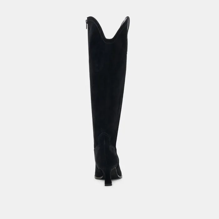 Dolce Vita Ariana Wide Calf Boots Onyx Suede Women Boots and Booties