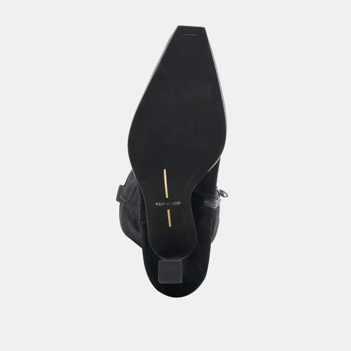 Dolce Vita Ariana Wide Calf Boots Onyx Suede Women Boots and Booties