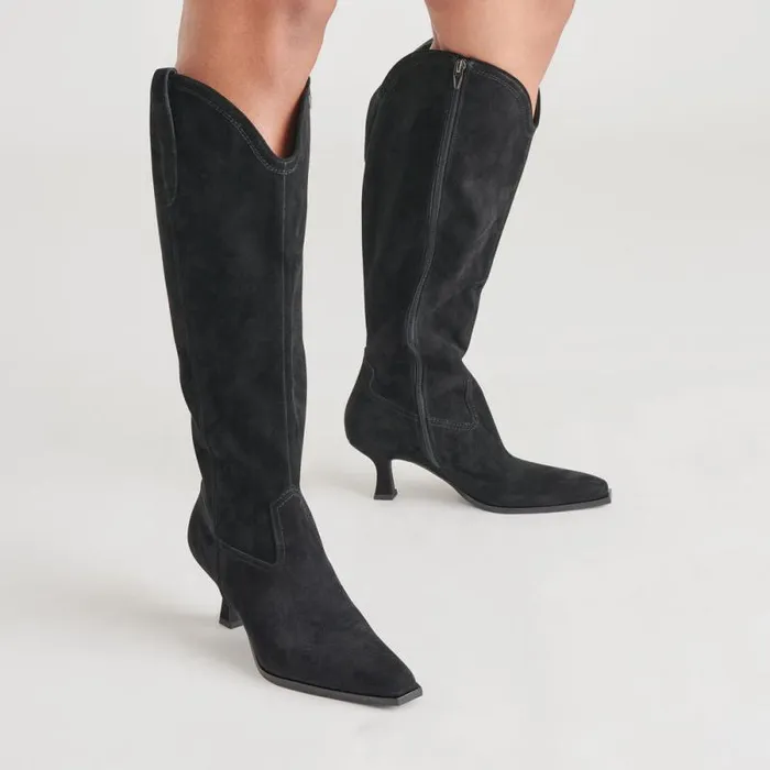 Dolce Vita Ariana Wide Calf Boots Onyx Suede Women Boots and Booties
