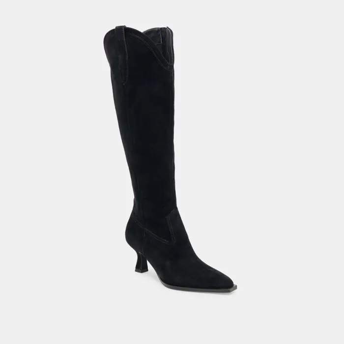 Dolce Vita Ariana Wide Calf Boots Onyx Suede Women Boots and Booties