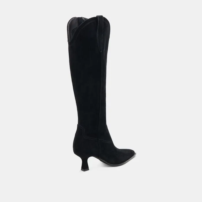 Dolce Vita Ariana Wide Calf Boots Onyx Suede Women Boots and Booties