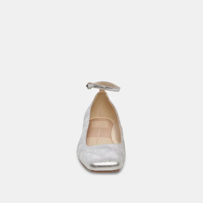 Dolce Vita Ashya Ballet Flats Silver Distressed Leather Women Flats and Loafers