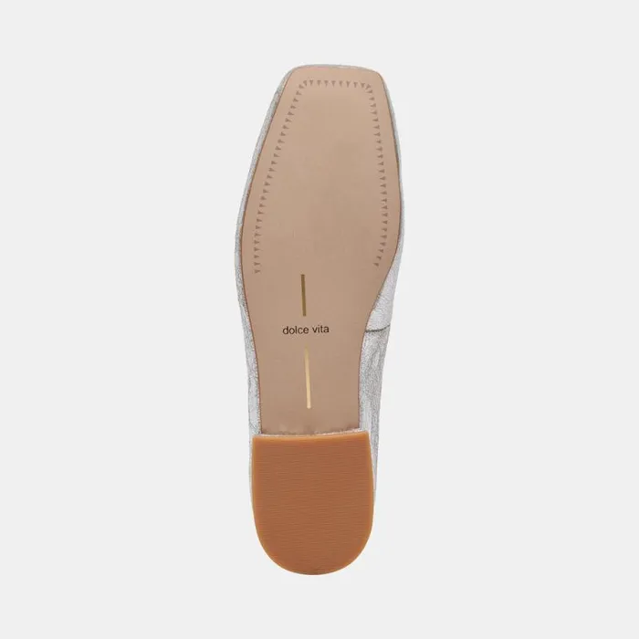 Dolce Vita Ashya Ballet Flats Silver Distressed Leather Women Flats and Loafers