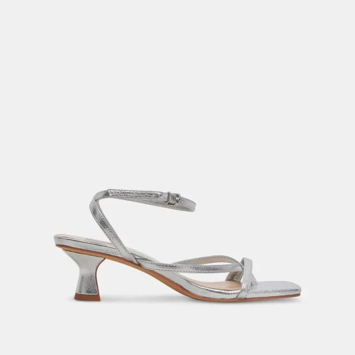 Dolce Vita Baylor Heels Silver Metallic Leather Women Heels