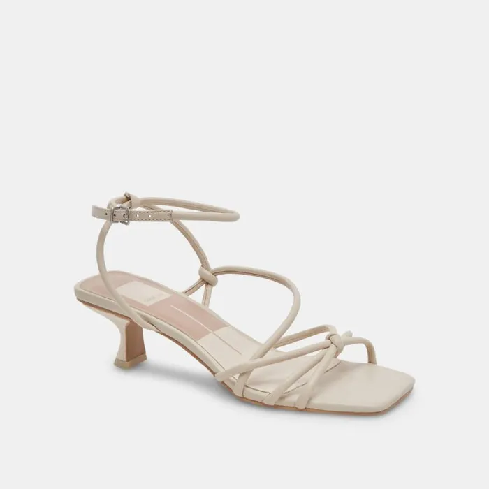 Dolce Vita Bev Wide Heels Ivory Leather Women Heels