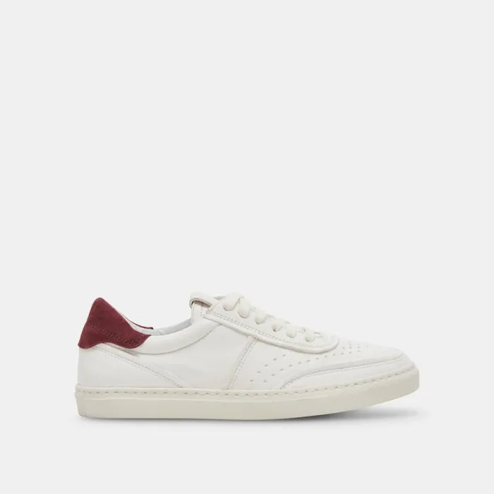 Dolce Vita Boden Sneakers White Maroon Leather Women Sneakers
