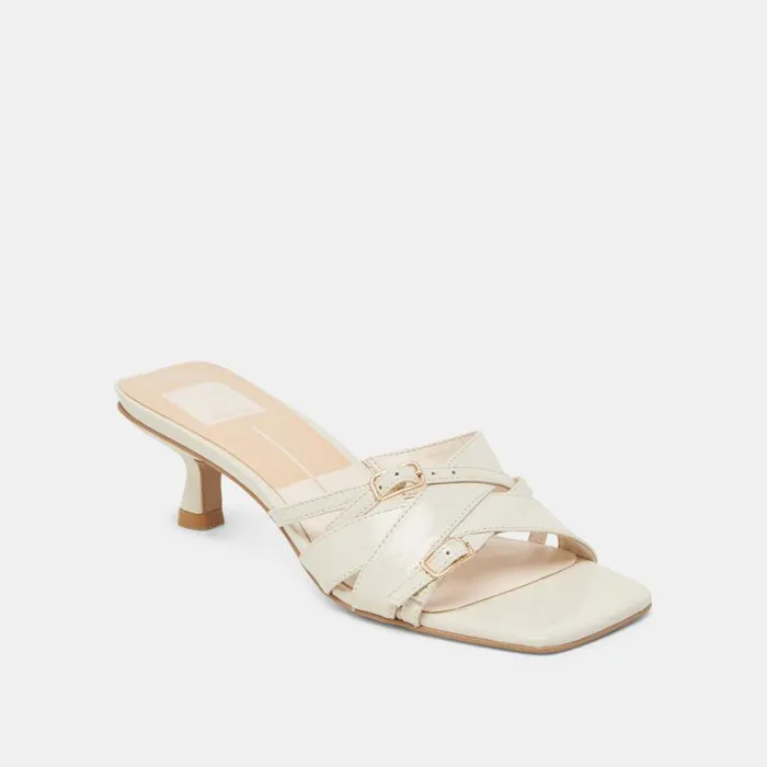 Dolce Vita Bryant Heels Ivory Crinkle Patent Women Heels