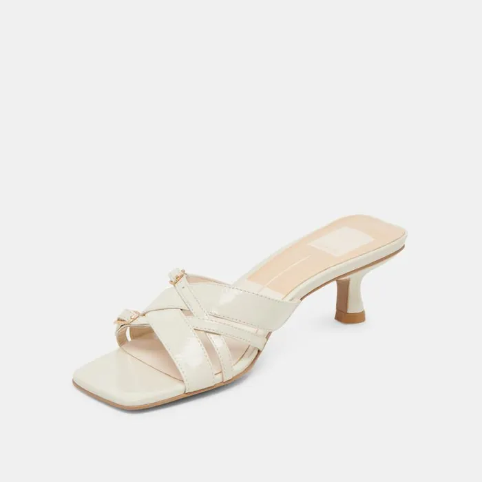 Dolce Vita Bryant Heels Ivory Crinkle Patent Women Heels