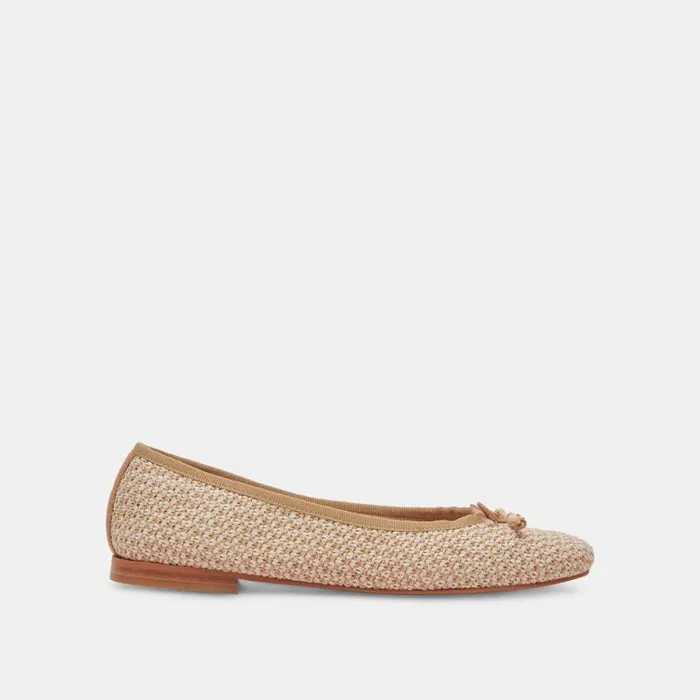 Dolce Vita Cacy Ballet Flats White Natural Raffia Women Flats and Loafers