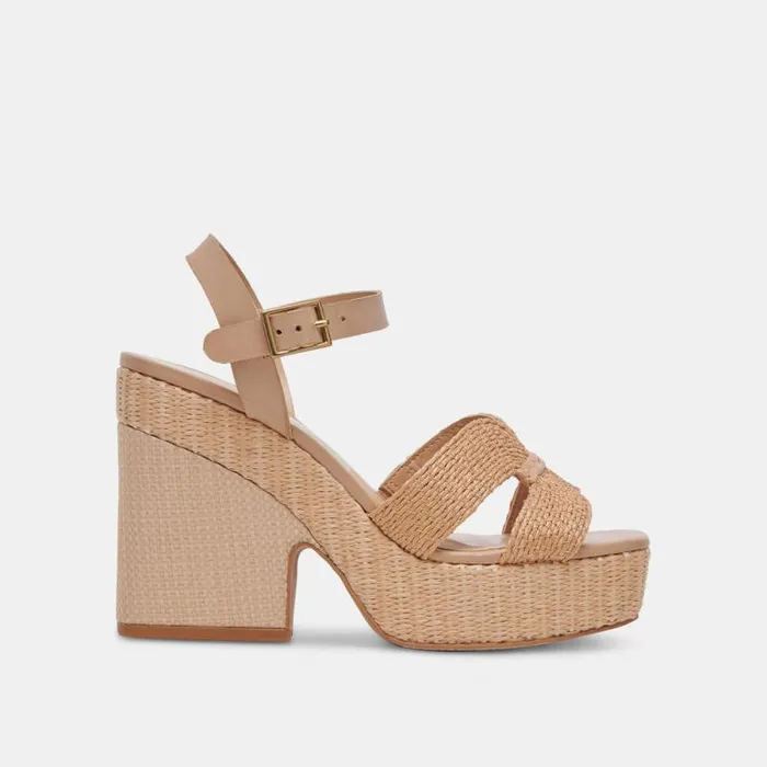 Dolce Vita Cale Heels Lt Natural Raffia Women Heels
