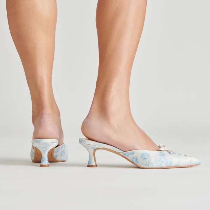 Dolce Vita Camile Heels Blue Floral Fabric Women Heels