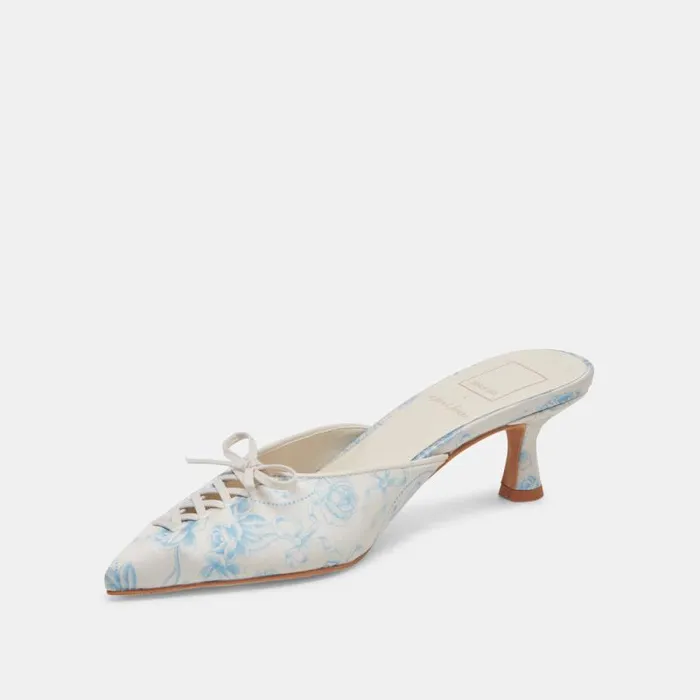 Dolce Vita Camile Heels Blue Floral Fabric Women Heels