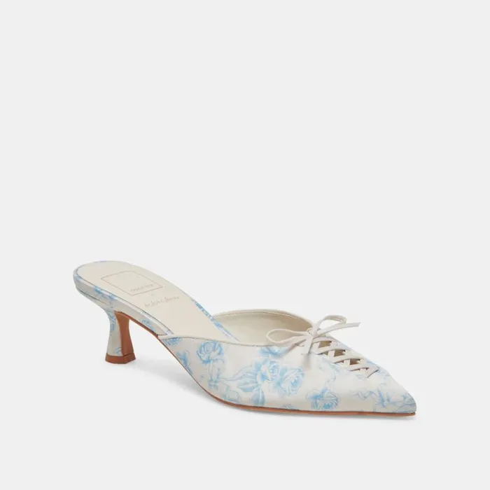 Dolce Vita Camile Heels Blue Floral Fabric Women Heels