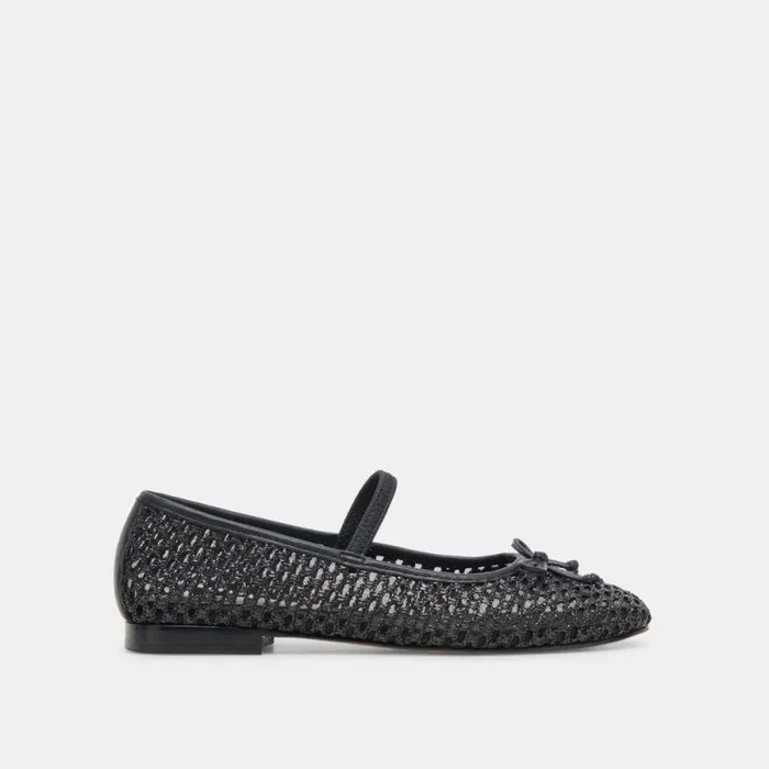 Dolce Vita Carin Raffia Ballet Flats Onyx Raffia Women Flats and Loafers