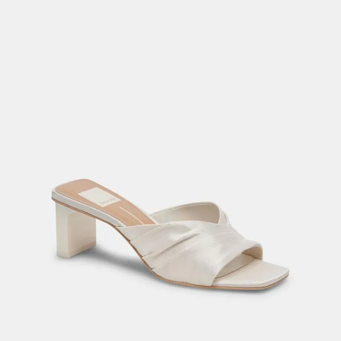 Dolce Vita Carlan Heels Off White Silk Women Sandals