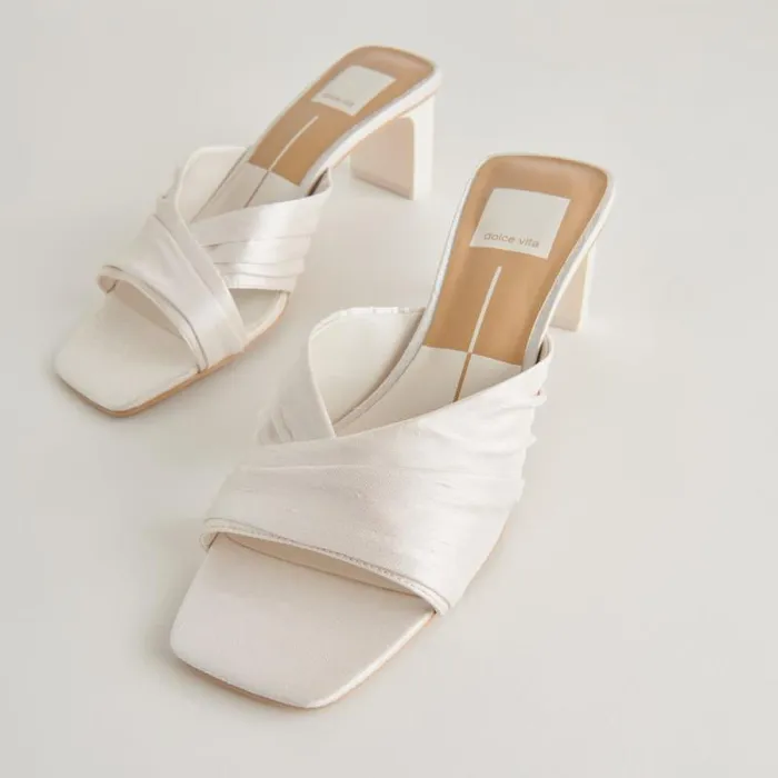 Dolce Vita Carlan Heels Off White Silk Women Sandals