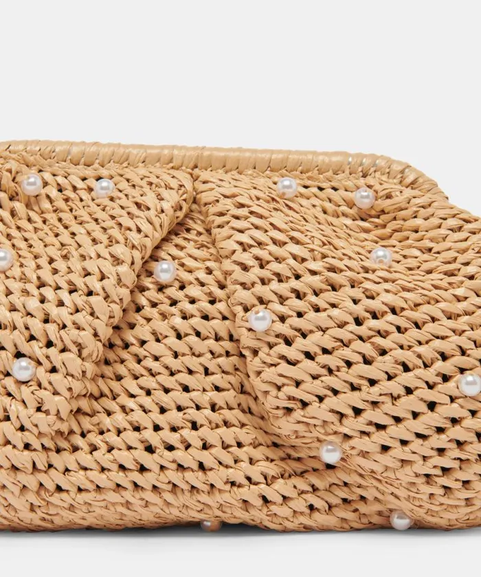 Dolce Vita Crissy Clutch Natural Pearl Raffia Women Handbags
