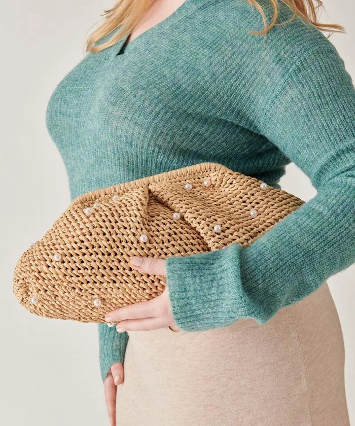 Dolce Vita Crissy Clutch Natural Pearl Raffia Women Handbags