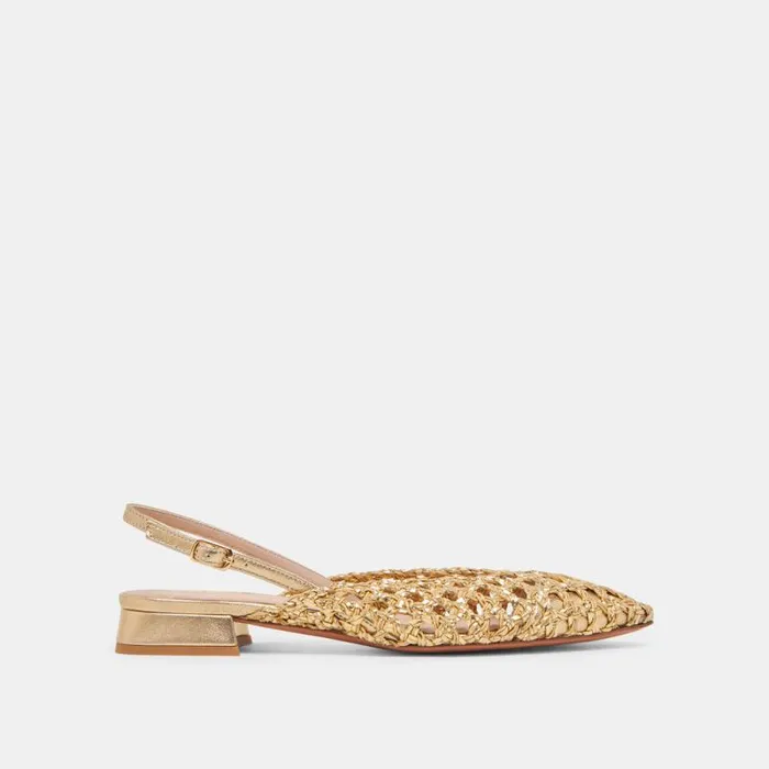 Dolce Vita Cyndi Flats Gold Woven Women Flats and Loafers