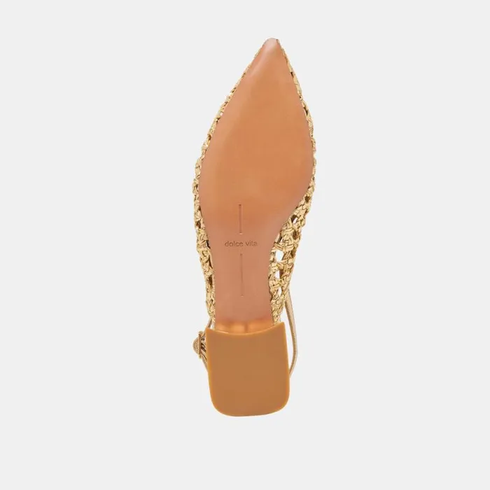 Dolce Vita Cyndi Flats Gold Woven Women Flats and Loafers