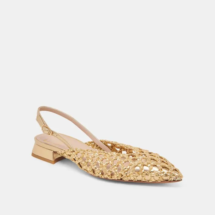 Dolce Vita Cyndi Flats Gold Woven Women Flats and Loafers