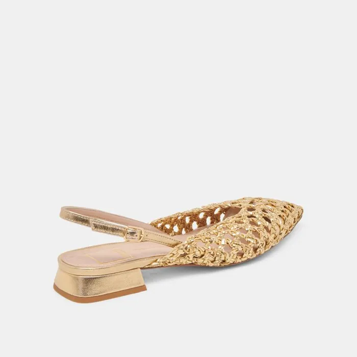 Dolce Vita Cyndi Flats Gold Woven Women Flats and Loafers