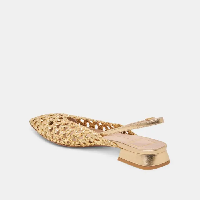 Dolce Vita Cyndi Flats Gold Woven Women Flats and Loafers