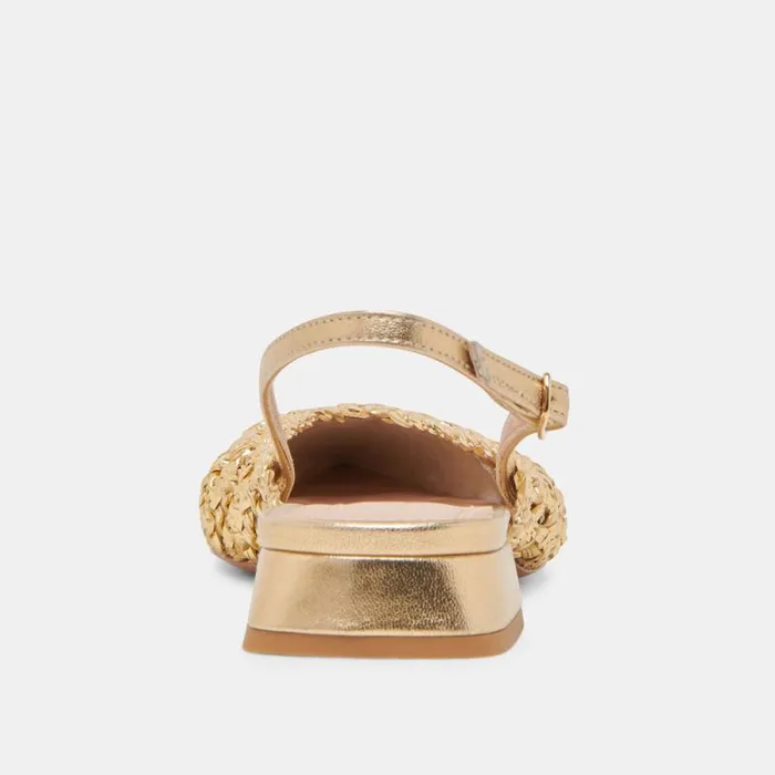 Dolce Vita Cyndi Flats Gold Woven Women Flats and Loafers