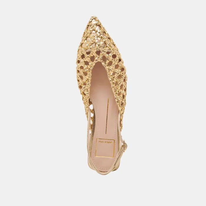 Dolce Vita Cyndi Flats Gold Woven Women Flats and Loafers