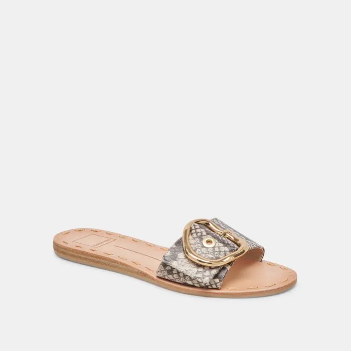 Dolce Vita Danna Sandals Black White Embossed Snake Women Sandals
