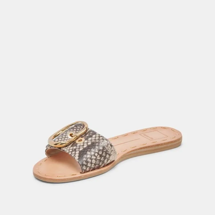 Dolce Vita Danna Sandals Black White Embossed Snake Women Sandals