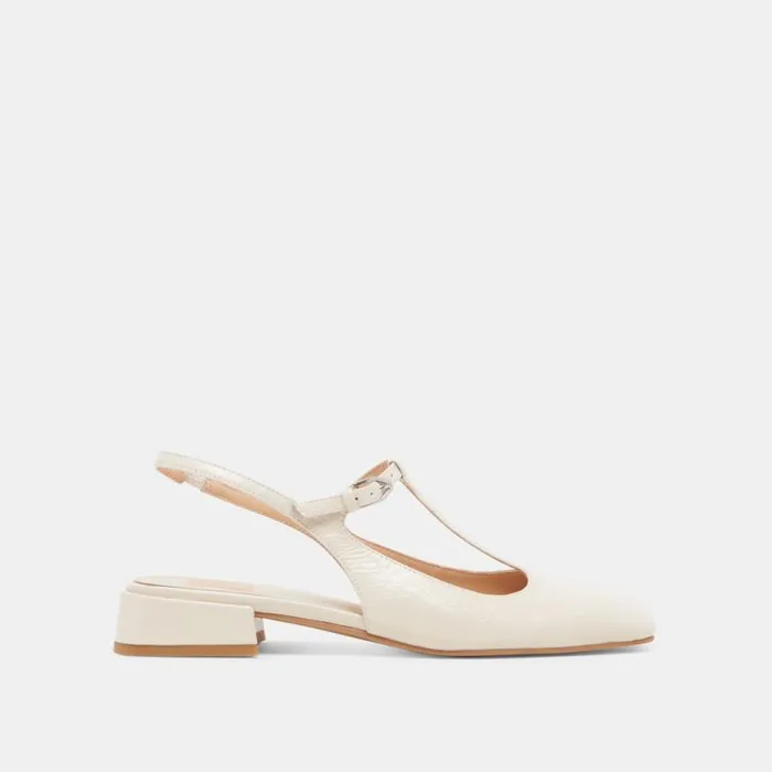 Dolce Vita Deidra Flats Cream Leather Women Flats and Loafers