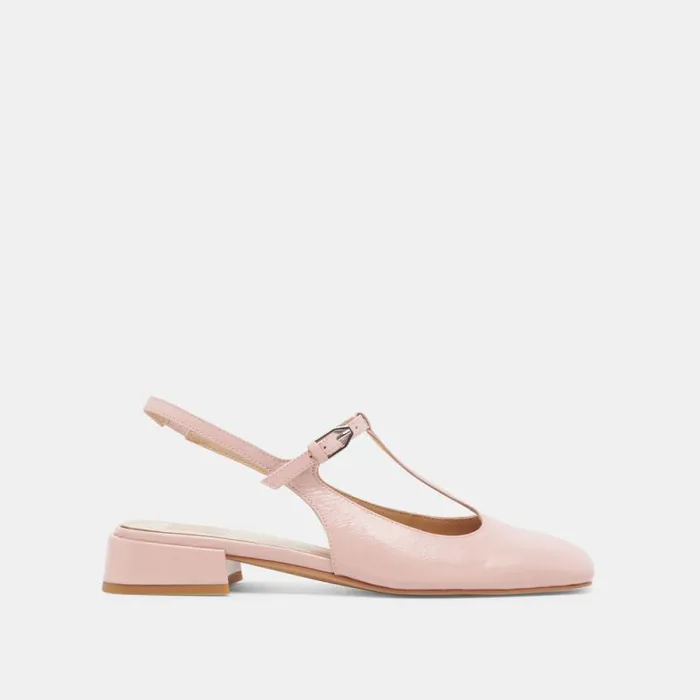 Dolce Vita Deidra Flats Pink Crinkle Patent Leather Women Flats and Loafers