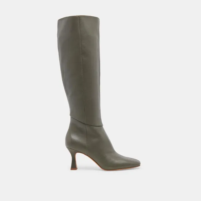 Dolce Vita Gyra Boots Dark Olive Leather Women Boots and Booties
