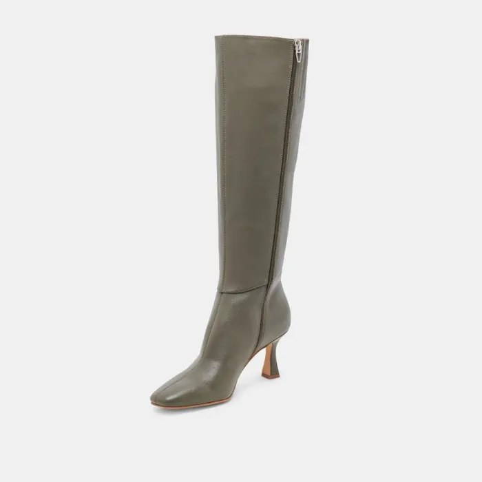 Dolce Vita Gyra Boots Dark Olive Leather Women Boots and Booties