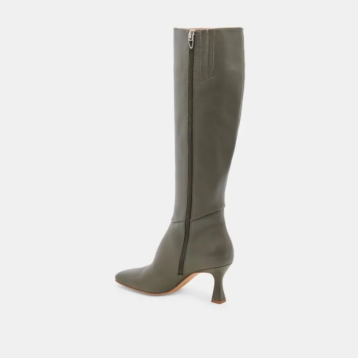 Dolce Vita Gyra Boots Dark Olive Leather Women Boots and Booties