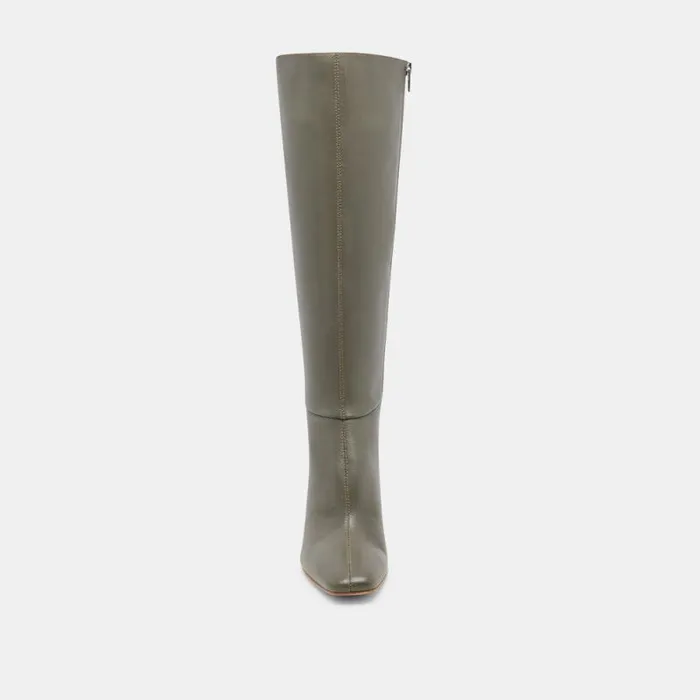 Dolce Vita Gyra Boots Dark Olive Leather Women Boots and Booties