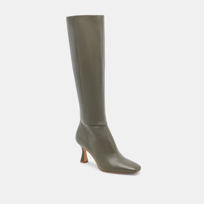 Dolce Vita Gyra Boots Dark Olive Leather Women Boots and Booties