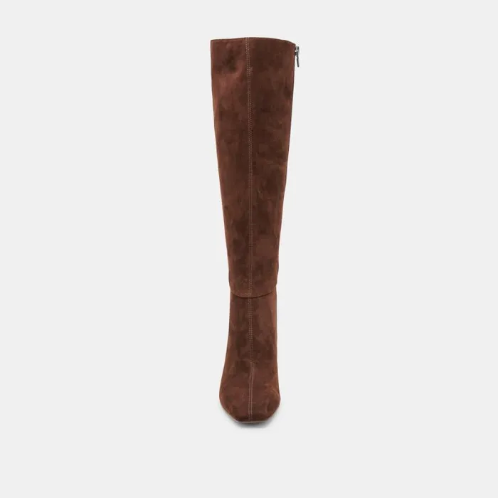 Dolce Vita Gyra Extra Wide Calf Boots Dk Brown Suede Women Boots and Booties
