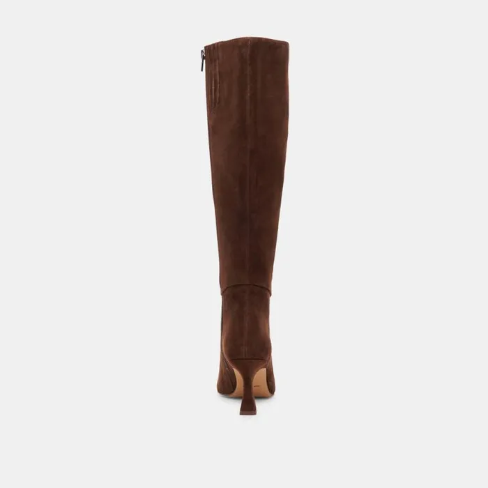 Dolce Vita Gyra Extra Wide Calf Boots Dk Brown Suede Women Boots and Booties