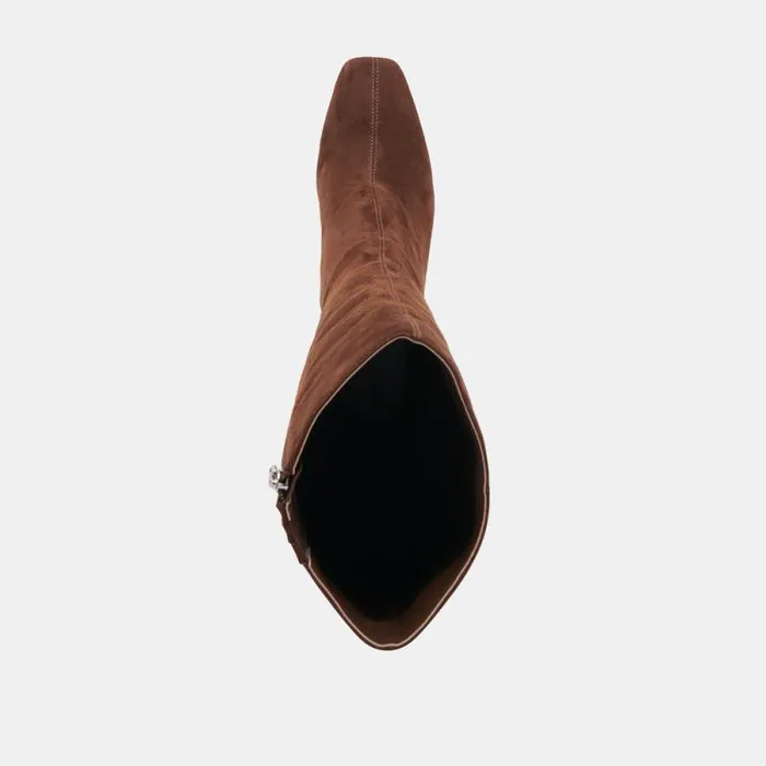 Dolce Vita Gyra Extra Wide Calf Boots Dk Brown Suede Women Boots and Booties