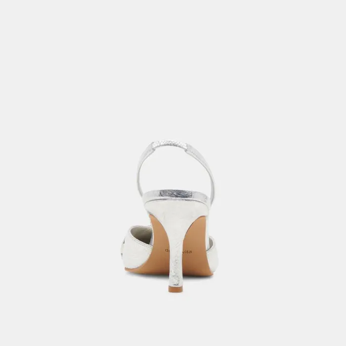 Dolce Vita Haylee Heels Silver Distressed Leather Women Heels