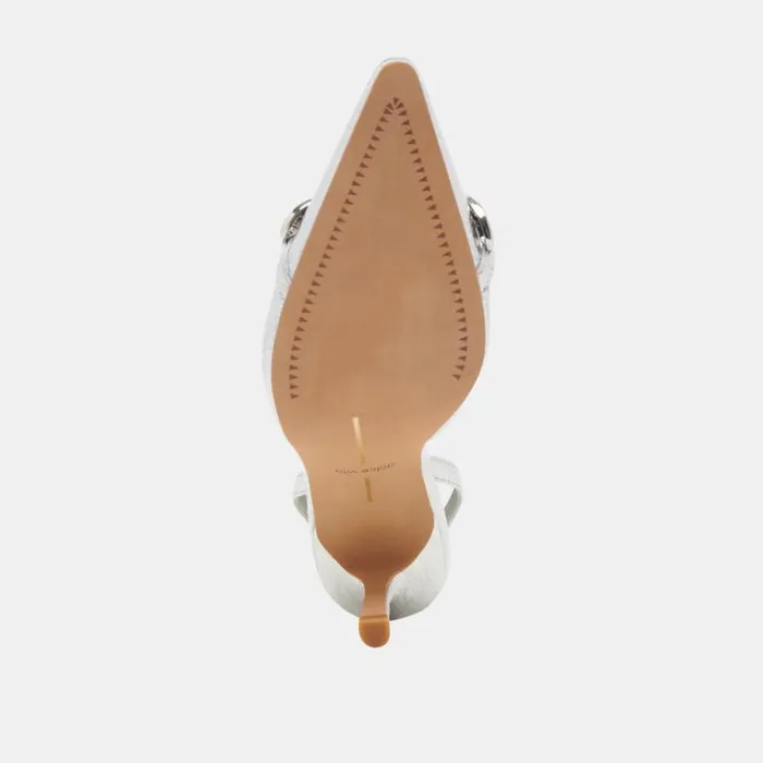 Dolce Vita Haylee Heels Silver Distressed Leather Women Heels
