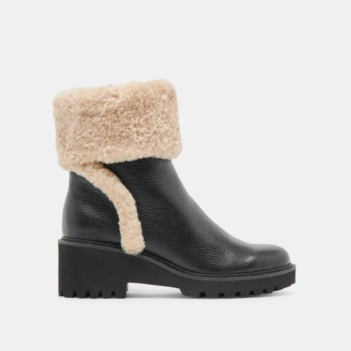 Dolce Vita Hug H2O Boots Black Leather Women Boots and Booties