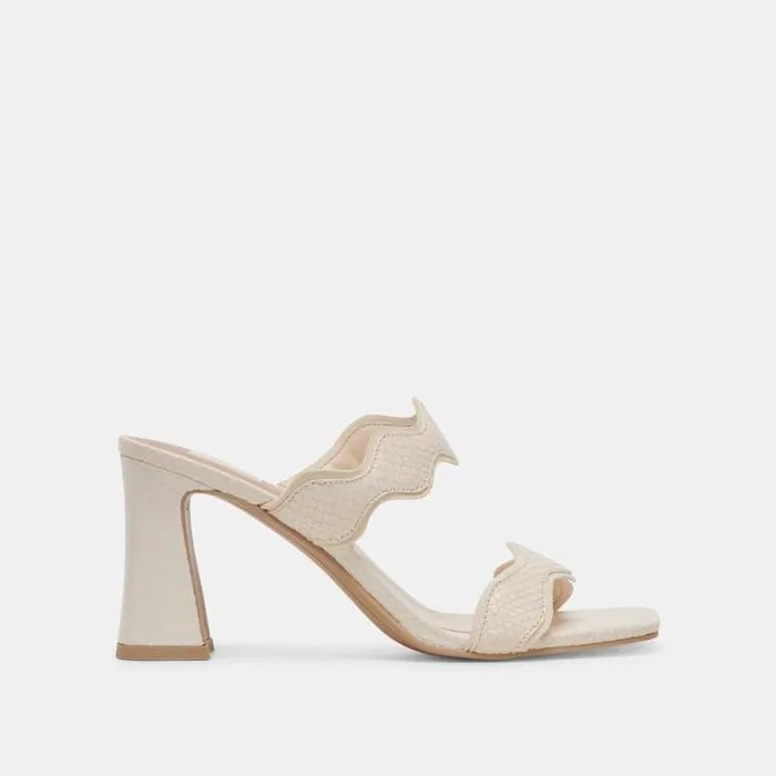 Dolce Vita Ilva Heels Creme Embossed Leather Women Heels