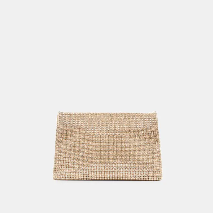 Dolce Vita Isabella Clutch Gold Rhinestone Mesh Women Handbags