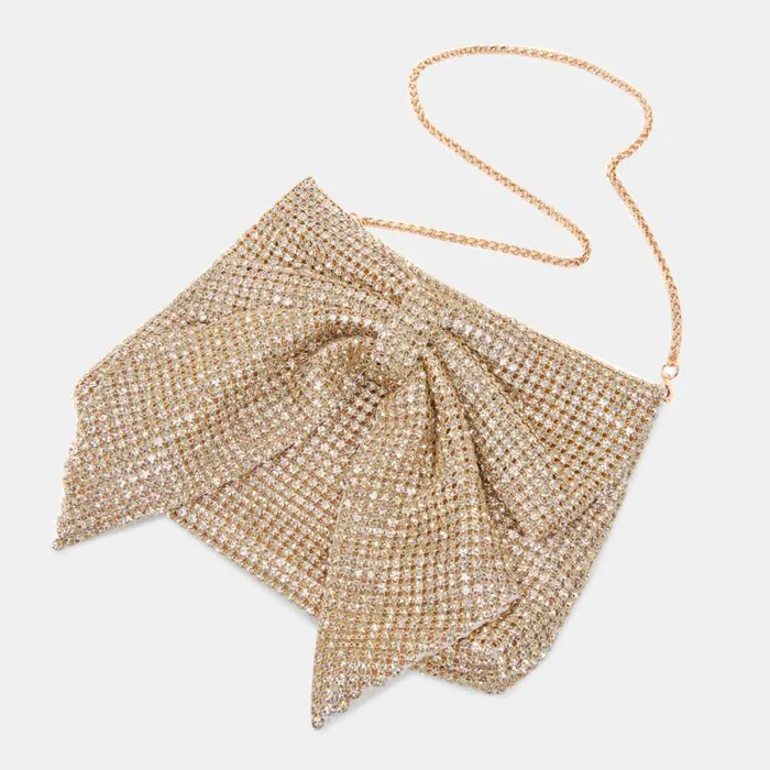 Dolce Vita Isabella Clutch Gold Rhinestone Mesh Women Handbags