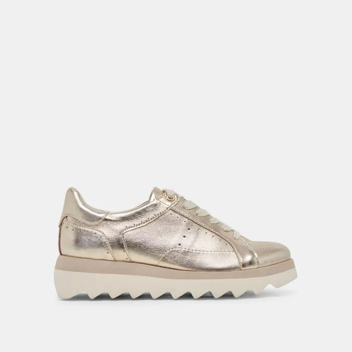 Dolce Vita Jorgie Sneakers Platinum Metallic Leather Women Sneakers