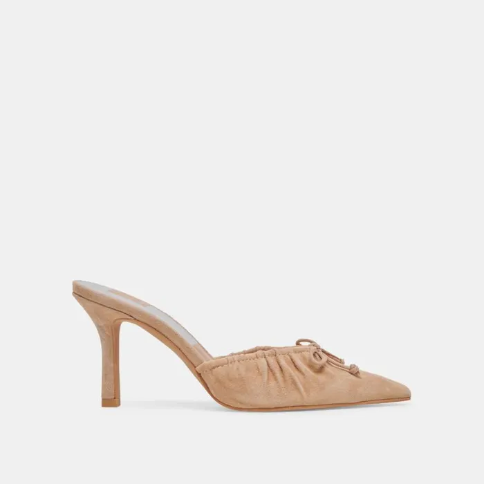 Dolce Vita Kairi Heels Camel Suede Women Mules and Clogs